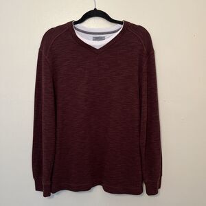 METHOD Clothing Men’s Layered Waffleknit Crewneck Long Sleeve, Burnt Orange- M